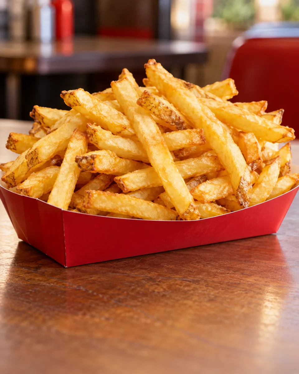 Porción de papas fritas doradas